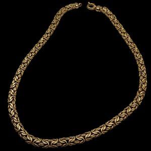 Vintage Silver Byzantine Large Necklace Italy .925 Sterling 20" Gold Tone Chain